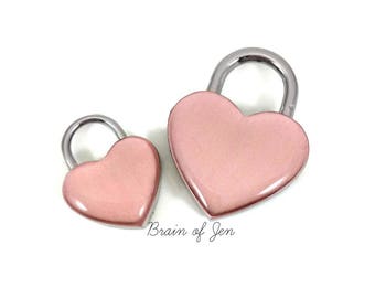 Rose Gold and Silver Heart Shaped Padlock BDSM Lock Submissive Jewelry