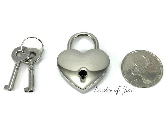 Heart Padlock Nickel Silver Working Heart Shaped Lock for Day Collars