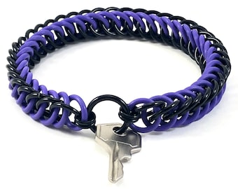 Black and Purple Key Holder Stretch Bracelet