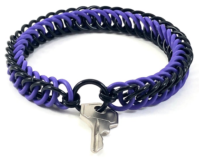 Black and Purple Key Holder Stretch Bracelet