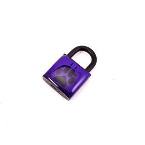 Black and Violet Purple Wolf Paw Print Padlock