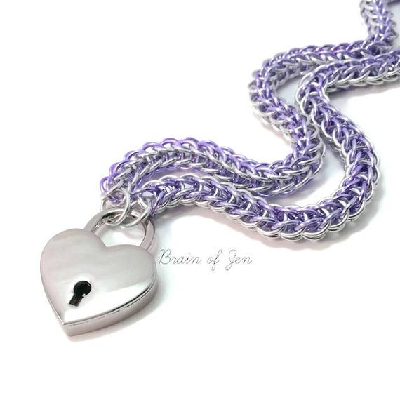 Slave Collar With Heart Lock Lavender 