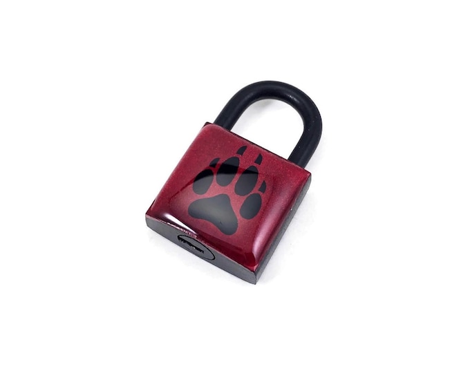Black and Red Wolf Paw Print Padlock