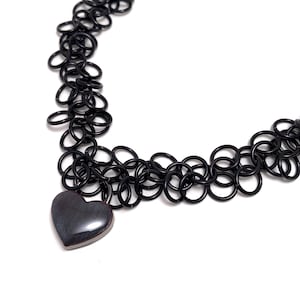 Colar de dia submisso preto com mudança de cor, corrente de malha com cadeado Fidget