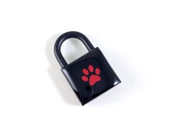 Black Padlock with Red Paw Print
