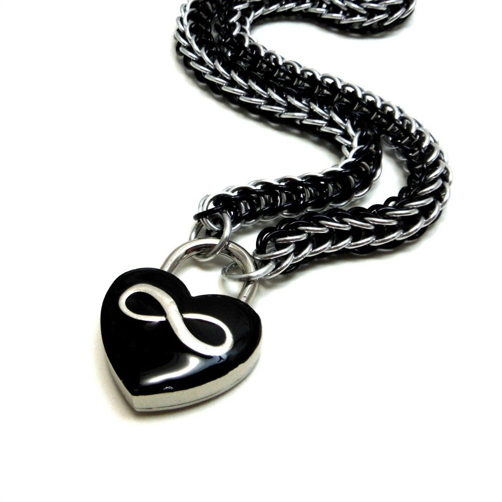 Eternity Collar Polyamory Slave Collar Black & Silver Infinity Symbol