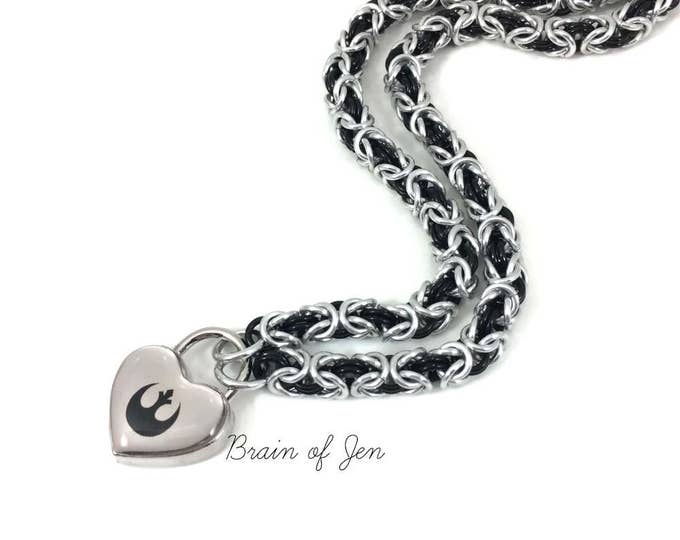 Submissive Day Collar Star Wars Rebel Alliance Symbol Lock in Silver and Black