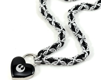 Submissive Day Collar Star Wars Rebel Alliance Symbol Lock in Silver and Black