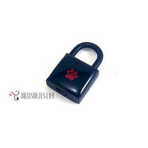 Black Padlock with Red Paw Print