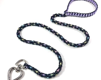 Black and Pastel Rainbow Chainmaille Leash