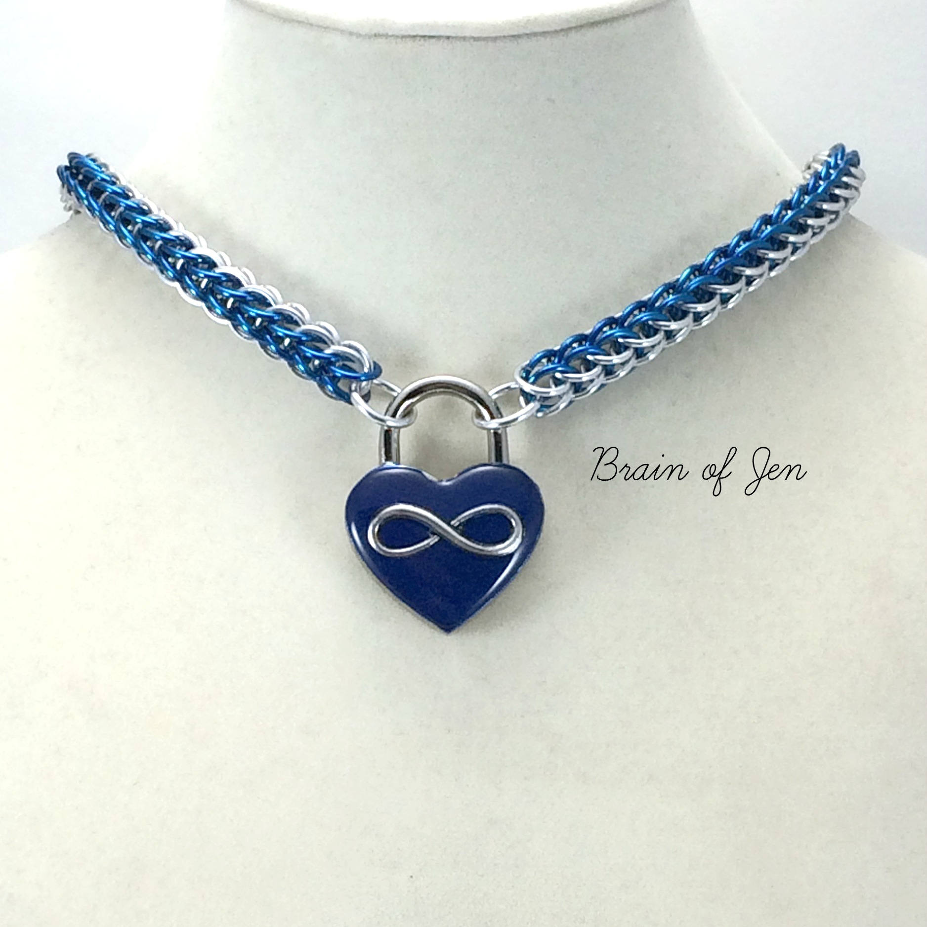 Eternity Collar Polyamory Slave Collar Cobalt Blue & Silver Infinity
