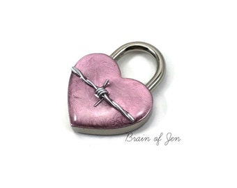 Pink Working Padlock with Real Barbed Wire You Choose Size
