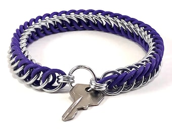 Silver and Purple Key Holder Stretch Bracelet