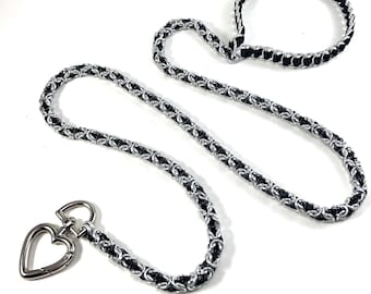 Silver and Black Chainmaille Leash