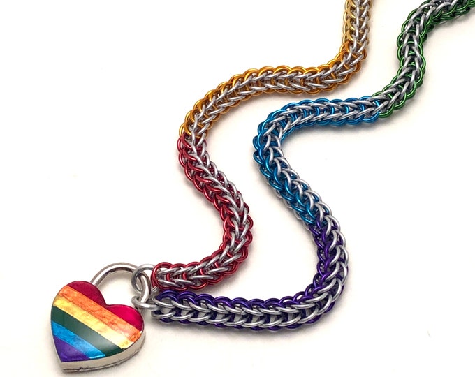 Rainbow Gay Pride Submissive Day Collar with Pride Flag Lock