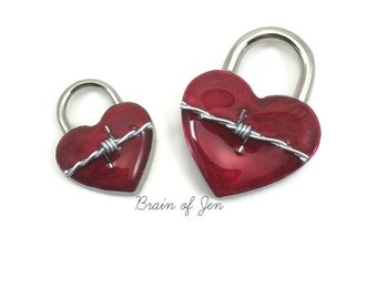 Red Working Padlock with Real Barbed Wire You Choose Size