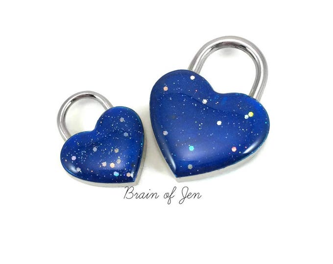 Cobalt Blue Heart Padlock for Day Collars BDSM Bondage Jewelry