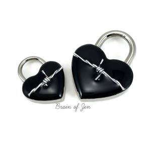 Black and Silver Working Padlock with Real Barbed Wire You Choose Size