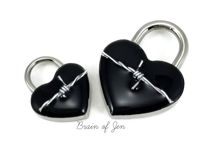 Black and Silver Working Padlock with Real Barbed Wire You Choose Size