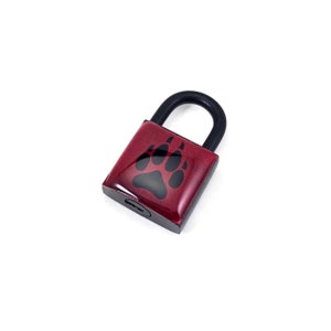 Black and Red Wolf Paw Print Padlock