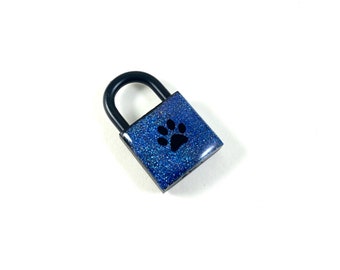 Black and Blue Paw Print Padlock