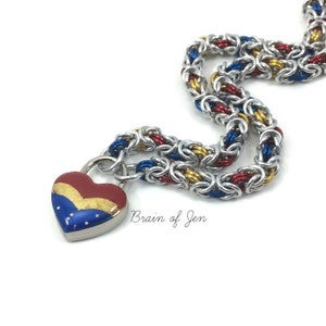 Submissive Day Collar Wonder Woman Inspired Slave Collar with Heart Lock image 1