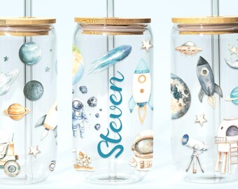 Personalized Space theme Cup for kids name Custom Tumbler Galaxy Birthday party Gift for son  Galaxy cup Cosmos party cup gift for Grandson