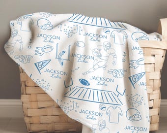 Football blanket gift for boy Personalized Football gift idea Football Nursery boy custom name first blanket for baby Sport theme Nursery