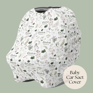 ベビーカーシートカバー 花柄カーシートカバー 女の子 幼児用カーシートカバー ボタニカル柄 授乳カバー ハイチェアカバー 新米ママへのカスタムベビーギフト