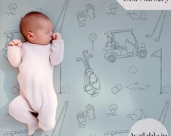Vintage Golf Nursery Decor Sport Theme Nursery Bedding Golf themed gifts Golf Crib sheet Golf baby blanket Golf baby shower baby golf gifts