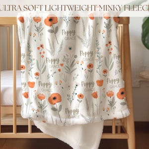 Personalized Baby blanket flowers Poppy blanket Girl gift Wildflower blanket Poppy Nursery decor floral baby blanket Poppy flower Poppy love