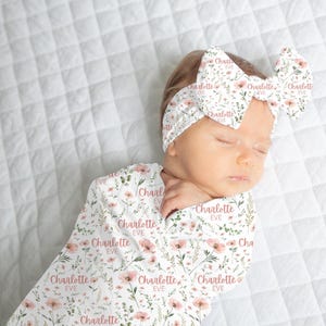 Wildflower Blanket for Girl Baby Shower Gift for new Mom Personalized wildflower swaddle First Birthday Gift for daughter Wildflower Nursery image 9