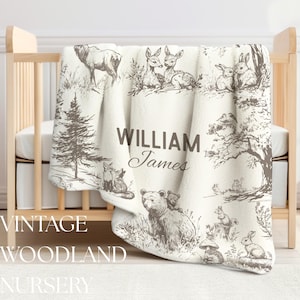 Woodland Blanket for boy Gift Personalized baby blanket Vintage Woodland Nursery decor woodland room woodland Baby Shower Gift for Toddler
