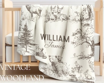 Woodland Blanket for boy Gift Personalized baby blanket Vintage Woodland Nursery decor woodland room woodland Baby Shower Gift for Toddler