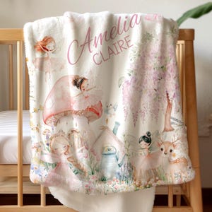 Fairy Blanket Girl name blanket gift for kid Fairytale decor Fairy Nursery bedding Fairy baby blanket Woodland blanket fairy babies gift