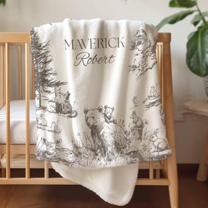 Woodland Blanket for boy Gift Personalized baby blanket Vintage Woodland Nursery decor woodland room woodland Baby Shower Gift for Toddler Minky 30"x40"