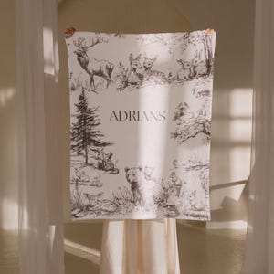 Woodland Blanket for boy Gift Personalized baby blanket Vintage Woodland Nursery decor woodland room woodland Baby Shower Gift for Toddler image 5