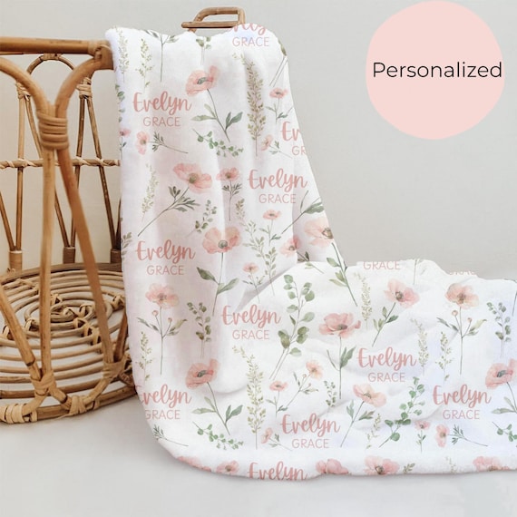 Wildflower Blanket for Girl Baby Shower Gift for new Mom Personalized wildflower swaddle First Birthday Gift for daughter Wildflower Nursery