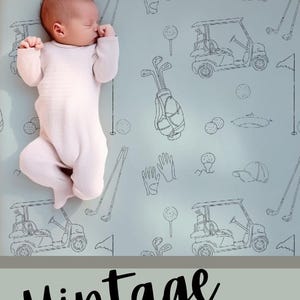 Luxury golf nursery bedding and decor gift set for first-time parents passionate about golf.