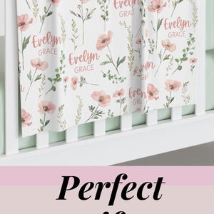 Floral swaddle blanket personalized for baby girl, perfect for monthly milestone photos, her first birthday, or as a gentle wrap in her going home outfit from the hospital.