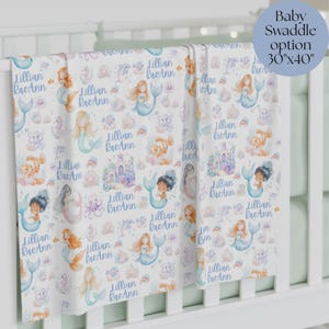 Personalized Mermaid Blanket for Girl for Easter basket gift, custom kid blanket for springtime surprise for mermaid lover.