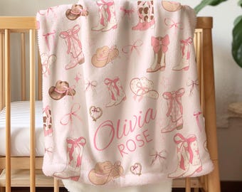Westerse deken Gepersonaliseerde cowgirl deken babycadeau westerse kinderkamer inrichting Cowgirl kinderkamer meisje westerse cadeau westerse meisje cadeau westerse kamer