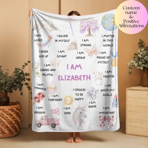 Positive Affirmations Blanket Custom name Gift Girl Inspirational Gift for Teen Girl Baby Shower Girl Nursery Affirmation gift for daughter
