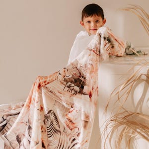 Safari Blanket Personalized kid name blanket boy gift Vintage Safari Nursery theme Safari room Baby Gift Safari Baby Shower Gift for Toddler image 2