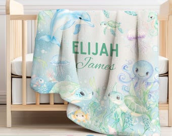 Baby Sea Turtle Art Prints - Set Of 3 Personalized Ocean Nursery Prints...