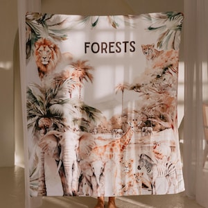 Safari Blanket Personalized kid name blanket boy gift Vintage Safari Nursery theme Safari room Baby Gift Safari Baby Shower Gift for Toddler image 8