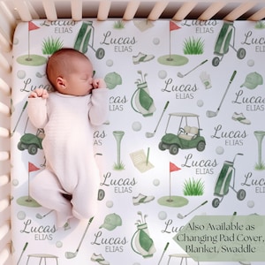 Baby Golf crib sheet baby boy Crib set Golf Nursery bedding Personalized golf gifts for dad Golf blanket baby boy Green Nursery crib decor
