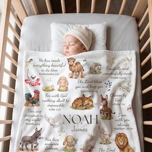 Gepersonaliseerde bijbelvers deken christelijke babydeken bijbelvers cadeau doopcadeau doopdeken schrift geschenken christelijk kind cadeau