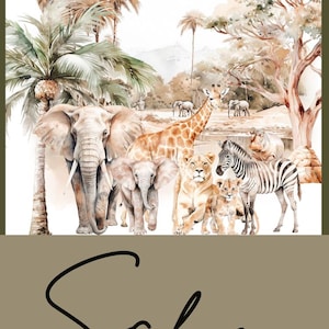 Unique personalized safari blanket for boys, ideal as a safari baby shower gift, toddler bedding, and vintage-inspired safari nursery decoration.