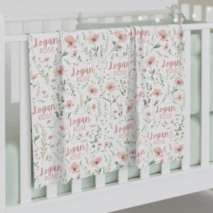 Wildflower Blanket for Girl Baby Shower Gift for new Mom Personalized wildflower swaddle First Birthday Gift for daughter Wildflower Nursery Baby swaddle 30"x40"